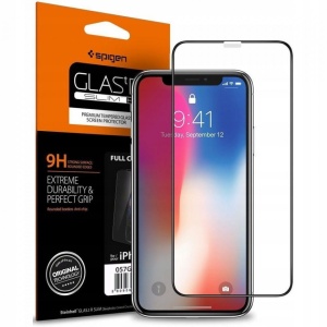 Sticla securizata Iphone XR -Spigen Glass FC-margine neagra