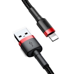Cablu de date Baseus Cafule Lightning 2M- Negru cu rosu