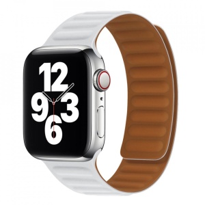Curea Apple Watch 1 / 2 / 3 / 4 / 5 / 6 / 7 / SE (38mm / 40 mm / 41 mm)- Magnetic Strap Alba