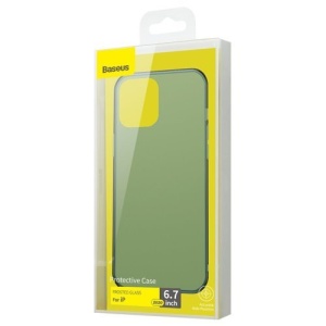 Husa iPhone 12 Pro Max -Baseus Frosted Glass Case cu margine flexibila -Dark Green