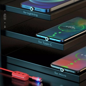 Cablu magnetic 3 in 1 USB to USB type C , Lightning , Micro USB ,20W, 2.4A, 1.2m HOCO