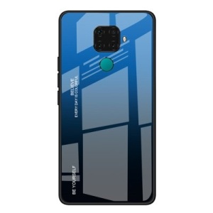 Husa Huawei Mate 30 Lite-Gradient Glass Durable Cover din sticla securizata 9H-Negru cu Albastru