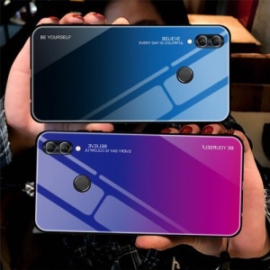 Husa Huawei P Smart 2019-Gradient Glass Durable Cover din sticla securizata 9H-pink-purple