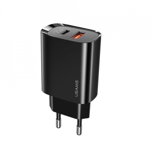 Incarcator telefon priza Usams T35 ,Dual Port, 1xUSB-C, PD 20W & 1xUSB-A, QC 3.0