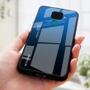 Husa Huawei Mate 30 Lite-Gradient Glass Durable Cover din sticla securizata 9H-Negru cu Albastru