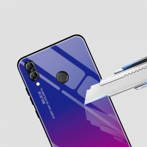 Husa Huawei P Smart 2019-Gradient Glass Durable Cover din sticla securizata 9H-pink-purple
