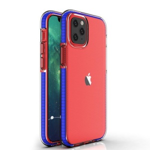 Husa Iphone 12 PRO / Iphone 12 -Spring Case- TPU transparent cu margini dark blue