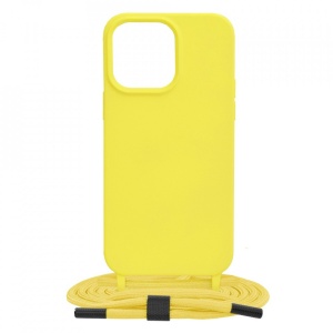 Husa iPhone 14 Pro Max -Crossbody Lanyard galbena