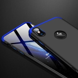 Husa Iphone XS MAX-GKK 360 Front and Back Case Full Body Cover -Negru cu Albastru