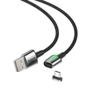 Cablu de date Baseus Zinc magnetic USB/ Micro USB 2.4A 1m black