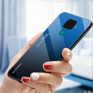 Husa Huawei Mate 30 Lite-Gradient Glass Durable Cover din sticla securizata 9H-Negru cu Albastru