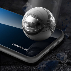 Husa Samsung Galaxy A71-Gradient Glass Durable Cover din sticla securizata 9H-Negru cu Albastru