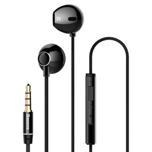 Casti cu fir, in ear, conector jack si microfon Baseus Encok H6- culoare neagra