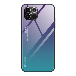 Husa Iphone 12 PRO MAX-Gradient Glass Durable Cover din sticla securizata 9H -Albastru/Mov