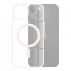 Husa iPhone 15 Magmat Magsafe Pro transparenta margini roz