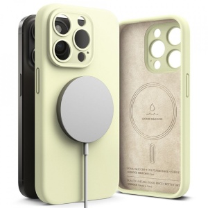 Husa iPhone 15 Pro Ringke Silicone Magnetic Magsafe Sunny Lime