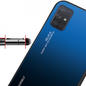 Husa Samsung Galaxy A71-Gradient Glass Durable Cover din sticla securizata 9H-Negru cu Albastru