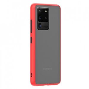 Husa Samsung Galaxy S20 Ultra- Colored buttons case- bumper rosu cu butoane negre