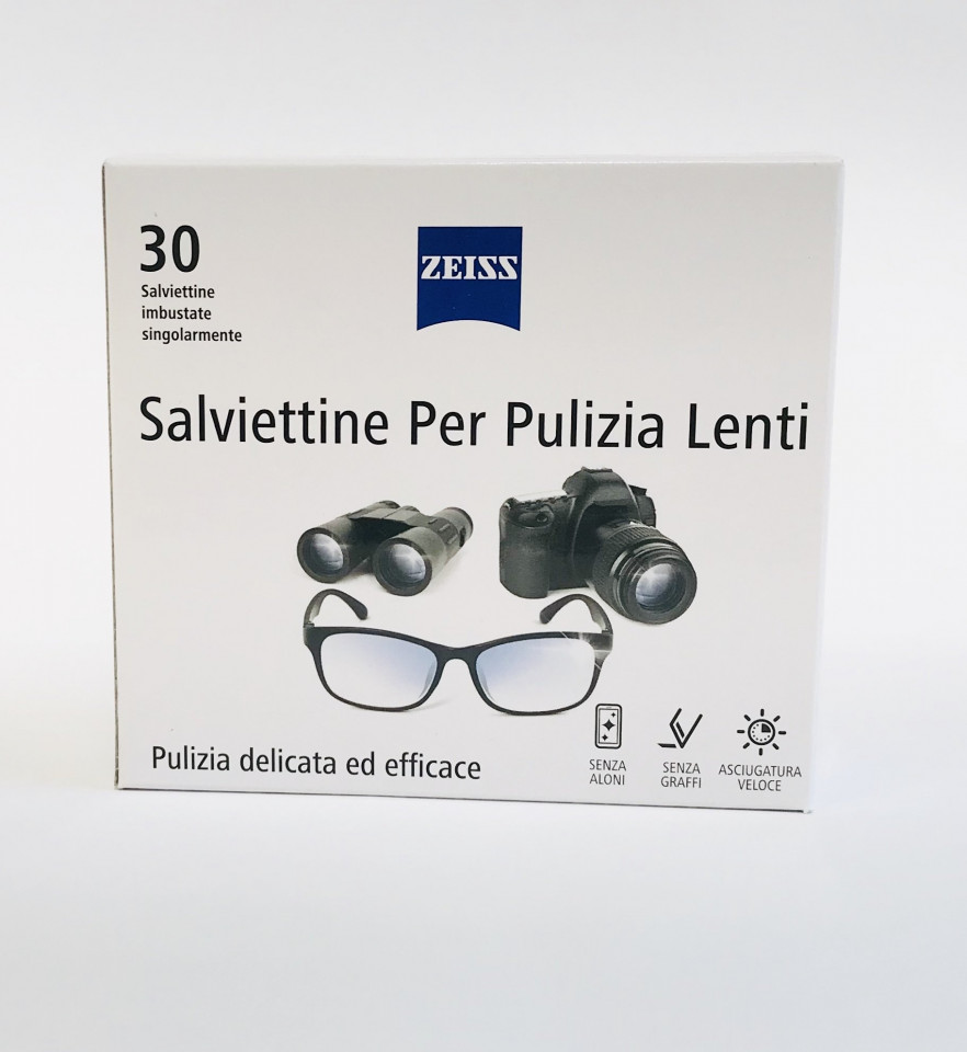 ZEISS Salviette per la pulizia degli occhiali con alcol 200 pezzi per una  pulizia delicata e accurata delle lenti – ogni panno è confezionato