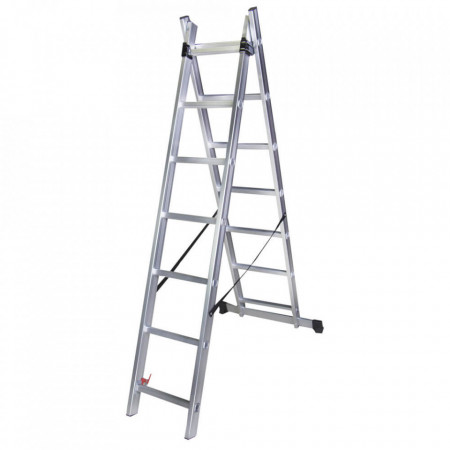 STR207 Scara dubla aluminiu, 2×7 trepte, 186 cm