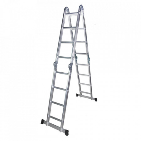 STR404 Scara multifunctionala din aluminiu 4 segmente x 4 trepte, 4.6 m