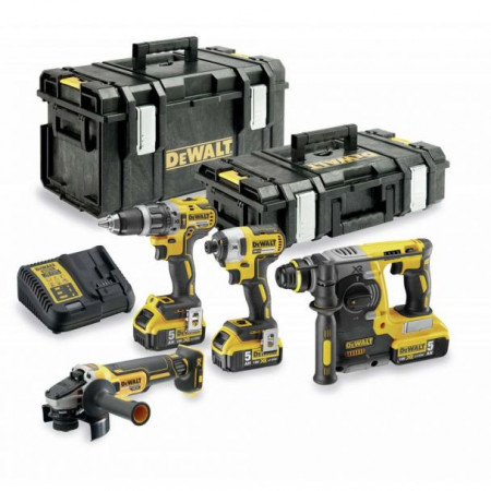Set combo DeWALT DCK422P3, 4 scule Li-Ion 18 V, 3 acumulatori, incarcator + valiza transport