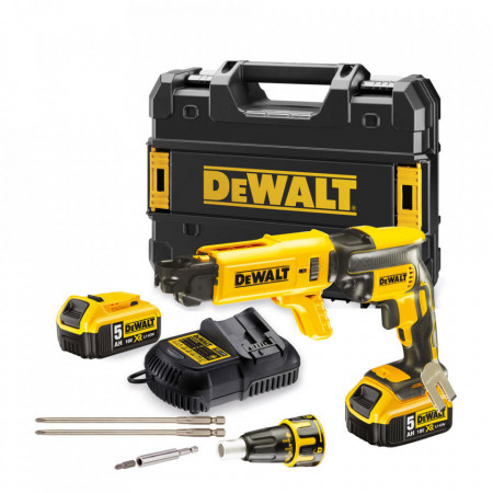 Masina de insurubat in gips-carton cu 2 acumulatori DeWALT DCF620P2K, motor fara perii, acumulatori LiIon XR 5.0 Ah