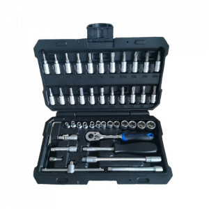 Trusa de chei tubulare si scule Proficraft PROJAHN, 1/4" 46 buc, 48 dinti