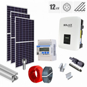 Kit fotovoltaic 12.45 kW, panouri Canadian Solar, invertor trifazat Solax, tigla metalica