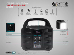 STATIE ACUMULATOR PORTABIL PENTRU INCARCARE ELECTRICA, UPS, POWERBANK - 155WH, 100W - KS-100PS