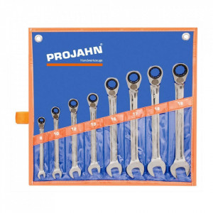 Set chei combinate PROJAH GearTech cu clichet reversibile 8 piese 8-19mm