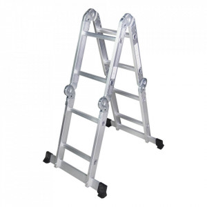 STR402 Scara multifunctionala din aluminiu 4 segmente x 2 trepte, 2.5m