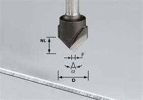 Freză de canelat in aluminiu in forma de V HW S8 D18-135°/Alu