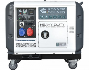 GENERATOR DE CURENT 7.5 KW DIESEL - HEAVY DUTY - INSONORIZAT - KONNER & SOHNEN - KS-9300DE-1/3-ATSR-SUPER-SILENT