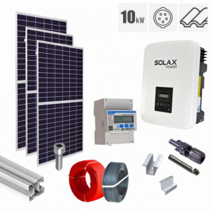 Kit fotovoltaic 10.66 kW on grid, panouri QCells, invertor trifazat Solax, tigla ceramica ondulata