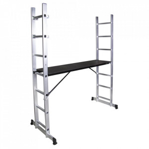 STR0507 Schela cu scara dubla aluminiu h 1.96 m, L 1.60m