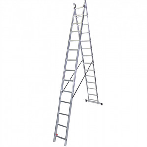 STR214 Scara dubla aluminiu, 2×14 trepte, 386 cm