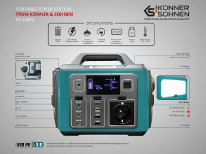 STATIE ACUMULATOR PORTABIL PENTRU INCARCARE ELECTRICA, UPS, POWERBANK - 296WH, 300W - KS-300PS