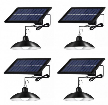 Set 4 x Lampa solara cu panou detasabil, putere 50W, Lumina Alba, telecomanda Inclusa