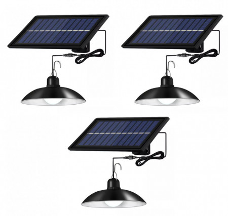 Set 3 x Lampa solara cu panou detasabil, putere 50W, Lumina Alba, telecomanda Inclusa