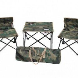 Set masa si 2 scaune pentru camping + CADOU Palarie protectie UV si racire, reglabila, marime universala