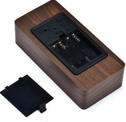 Ceas de birou cu LED Wood Style si afisare temperatura