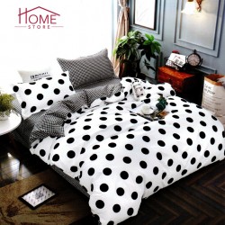Lenjerie pat dublu, 4 piese, bumbac satinat, Dots