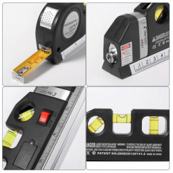 Nivela Laser cruce, orizontal si vertical, boloboc 3 bule, ruleta 2.5m si rigla aluminiu 15cm, multifunctionala 4 in 1 Laser