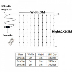 Perdea premium LED pentru interior/exterior cu telecomanda si joc de lumini