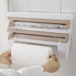 Dispenser triplu pentru bucatarie - aluminiu, folie stretch, hartie