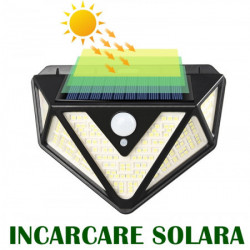 Set 2 lampi solare PREMIUM 166 LED, senzor de miscare