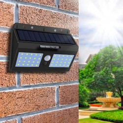 Lampa solara dubla de perete, 40 leduri si senzor de miscare