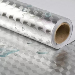 Set 2 x Folie de aluminiu autoadeziva pentru bucatarie 60x300 cm
