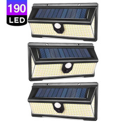 Set 3 x Lampa solara cu 190 LED-uri, 3 moduri de iluminare, waterproof IP65